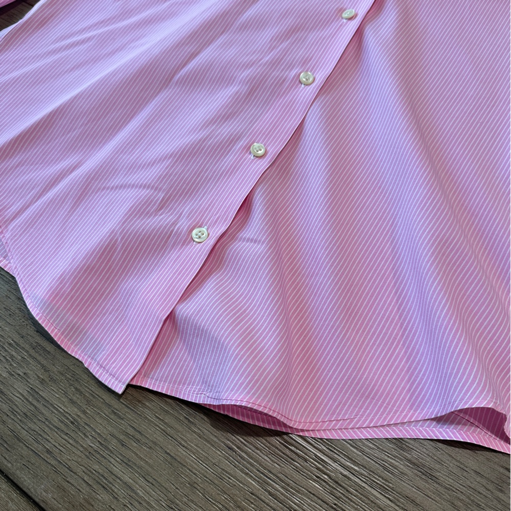 Lauren Ralph Lauren Petite 12 Classic Button Down Blouse Pink & White Striped - Picture 5 of 10